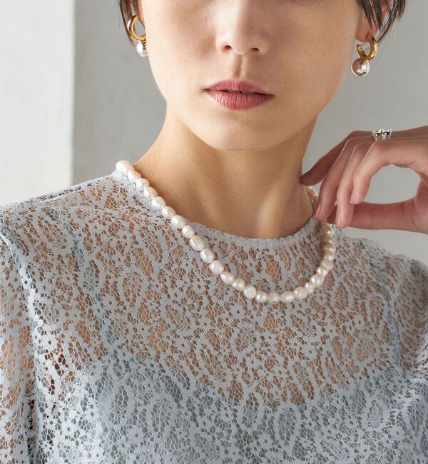 SHIPS for women「淡水パール リボン ネックレス」|ネックレス|オフホワイト