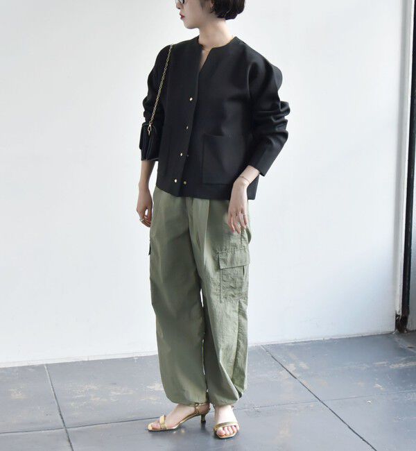 quaranciel「《一部追加予約》quaranciel:〈手洗い可能〉ノーカラー ポケット ニット ジャケット」|ノーカラージャケット|