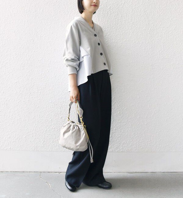 SHIPS for women「【WEB限定】〈手洗い可能〉布帛 コンビ Vネック カーディガン」|カーディガン|