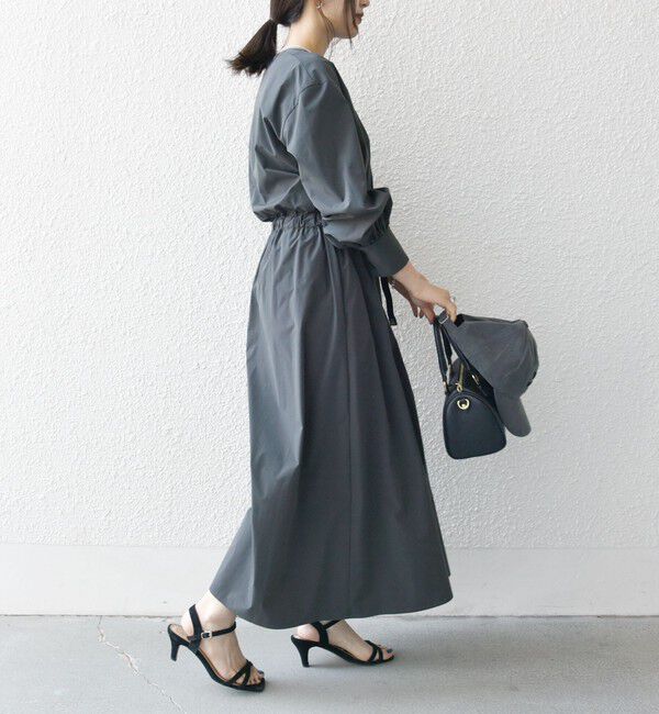 SHIPS any「SHIPS any:〈洗濯機可能〉タイプライター ベルト ギャザー ロング ワンピース」|ワンピース|