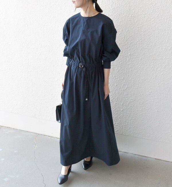 SHIPS any「SHIPS any:〈洗濯機可能〉タイプライター ベルト ギャザー ロング ワンピース」|ワンピース|