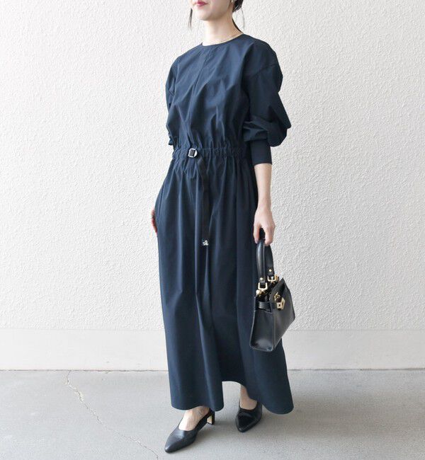 SHIPS any「SHIPS any:〈洗濯機可能〉タイプライター ベルト ギャザー ロング ワンピース」|ワンピース|