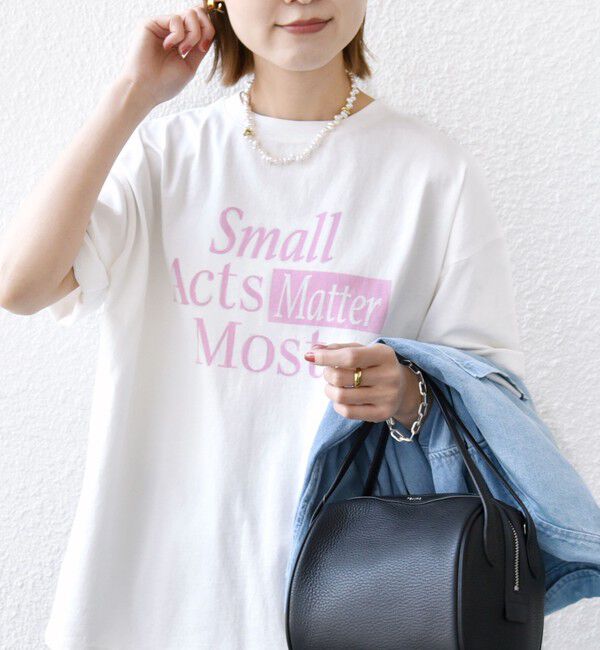 SHIPS for women「【SHIPS別注】81BRANCA:ロゴ 5分袖 TEE」|Tシャツ・カットソー|ホワイト