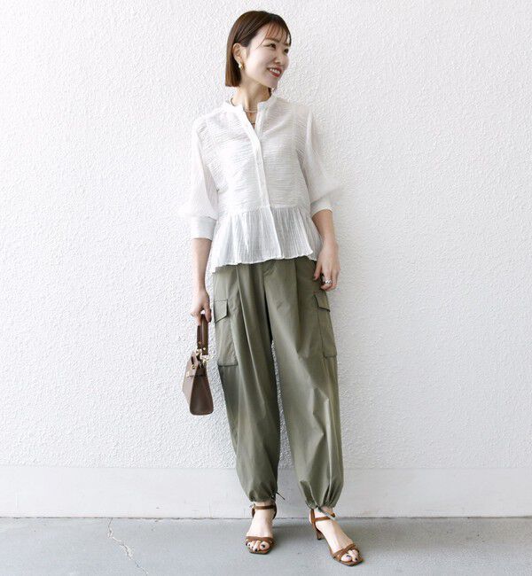 SHIPS any「SHIPS any:〈洗濯機可能〉楊柳 シャーリング ぺプラム ギャザー ブラウス」|シャツ・ブラウス|