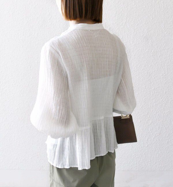 SHIPS any「SHIPS any:〈洗濯機可能〉楊柳 シャーリング ぺプラム ギャザー ブラウス」|シャツ・ブラウス|