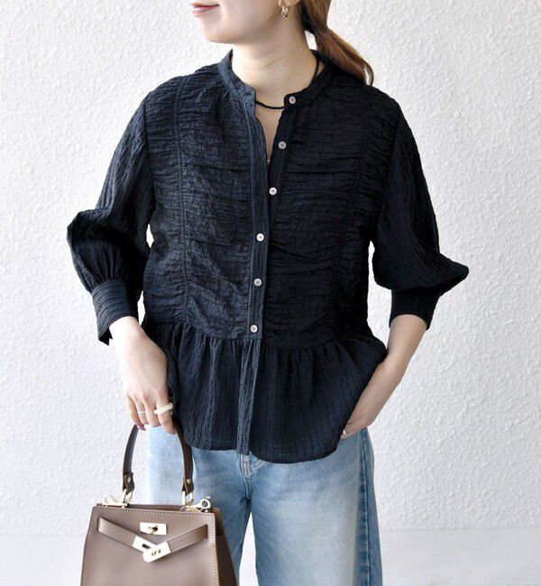 SHIPS any「SHIPS any:〈洗濯機可能〉楊柳 シャーリング ぺプラム ギャザー ブラウス」|シャツ・ブラウス|