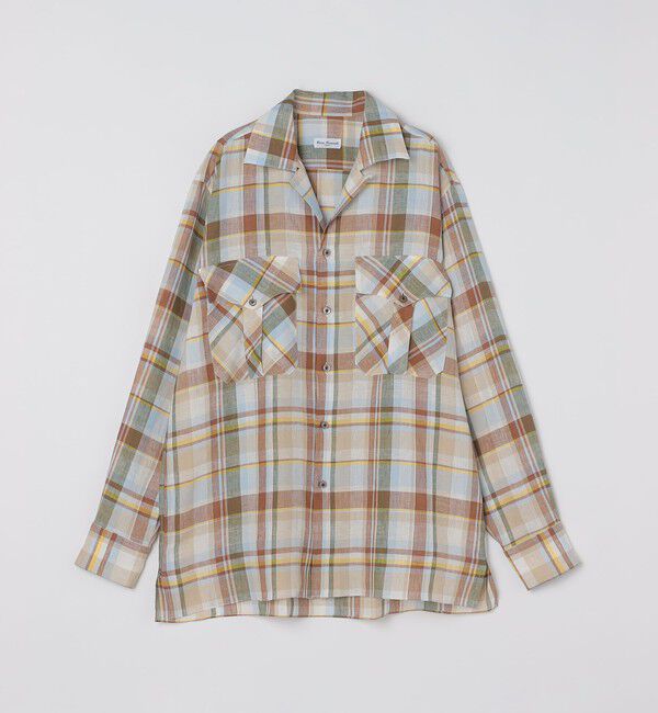 SHIPS「【SHIPS別注】Errico Formicola: オープンカラー マドラスチェック シャツ」|シャツ・ブラウス|ブラウン系