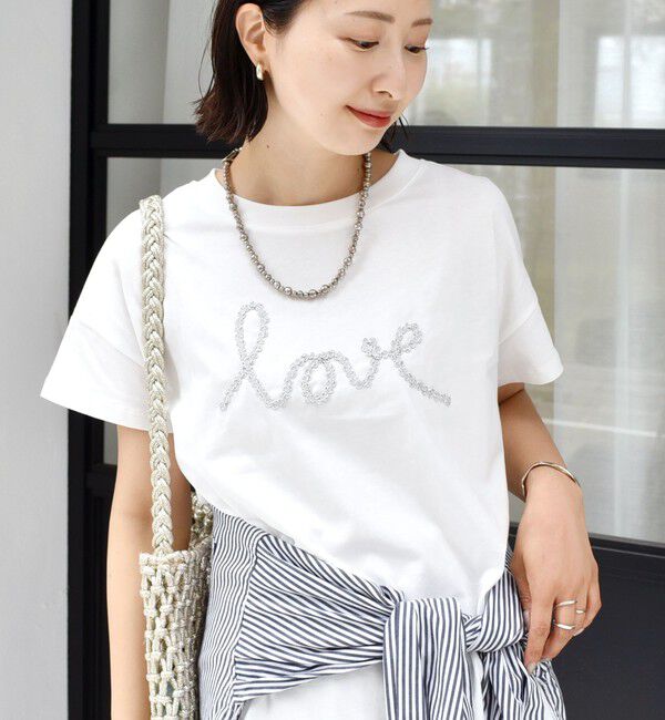 SHIPS for women「【WEB限定】ファンシー コード 刺繍 ロゴ TEE」|Tシャツ・カットソー|オフホワイト