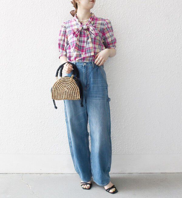 SHIPS any「SHIPS any:〈洗濯機可能〉マドラス チェック ボウタイ パフスリーブ ブラウス」|シャツ・ブラウス|