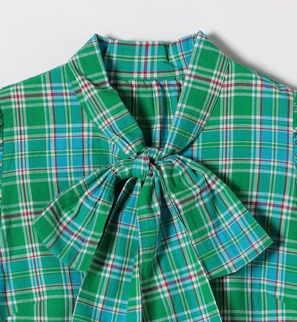 SHIPS any「SHIPS any:〈洗濯機可能〉マドラス チェック ボウタイ パフスリーブ ブラウス」|シャツ・ブラウス|