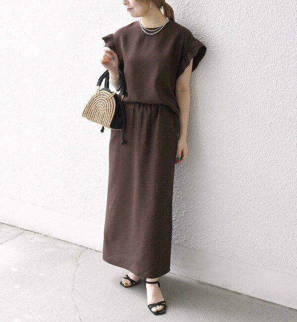 SHIPS any「SHIPS any:〈洗濯機可能〉リネンライク ブラウス &times; タイトスカート セットアップ」|ワンピース|