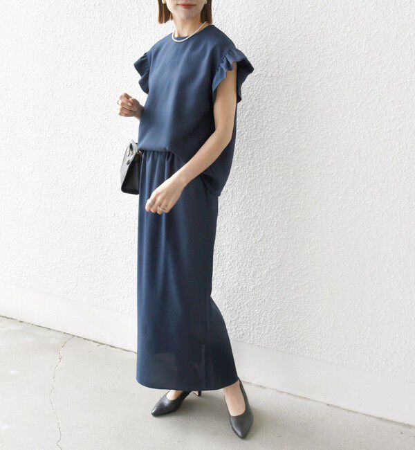 SHIPS any「SHIPS any:〈洗濯機可能〉リネンライク ブラウス &times; タイトスカート セットアップ」|ワンピース|