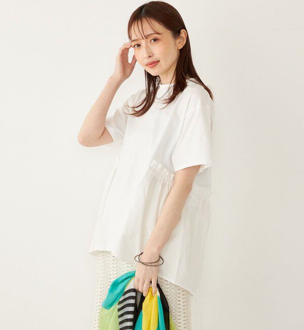 SHIPS Colors 「SHIPS Colors:〈手洗い可能〉ドッキング ペプラム ショートスリーブ トップス◇」|Tシャツ・カットソー|