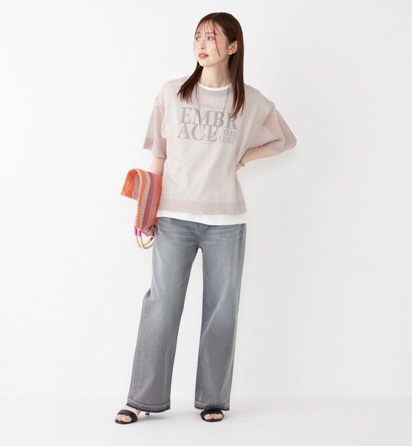 SHIPS Colors 「SHIPS Colors:〈接触冷感・UVカット〉フレンチスリーブ ロゴ Tシャツ◇」|Tシャツ・カットソー|