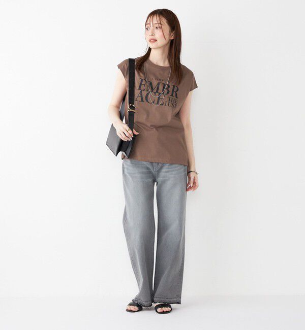 SHIPS Colors 「SHIPS Colors:〈接触冷感・UVカット〉フレンチスリーブ ロゴ Tシャツ◇」|Tシャツ・カットソー|