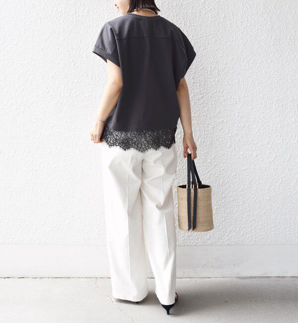 SHIPS for women「【WEB限定】〈手洗い可能〉裾 レース コンビ プルオーバー」|Tシャツ・カットソー|