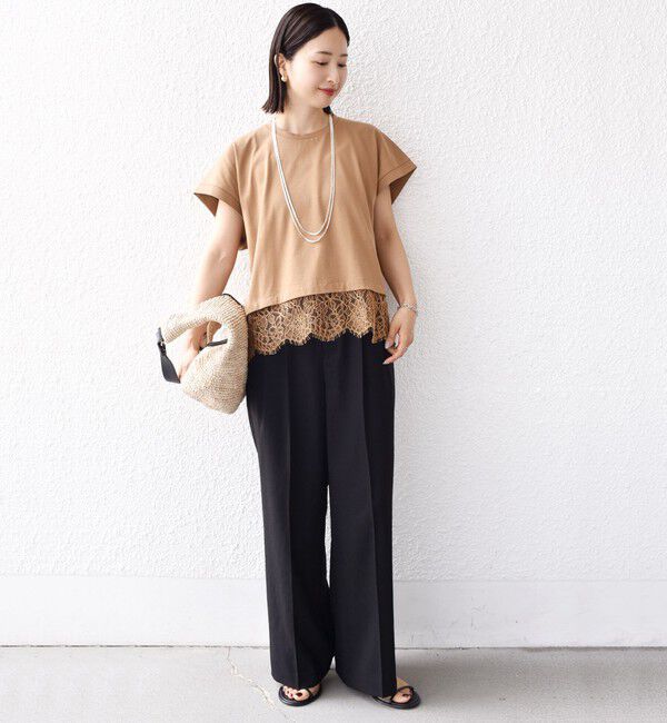 SHIPS for women「【WEB限定】〈手洗い可能〉裾 レース コンビ プルオーバー」|Tシャツ・カットソー|