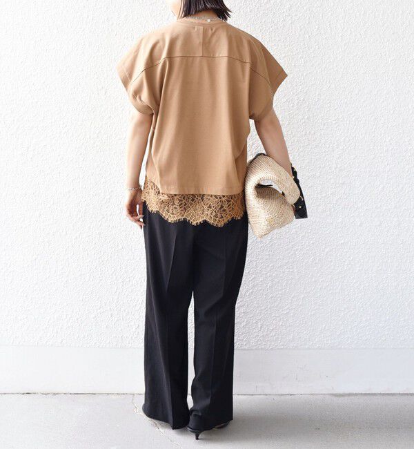 SHIPS for women「【WEB限定】〈手洗い可能〉裾 レース コンビ プルオーバー」|Tシャツ・カットソー|