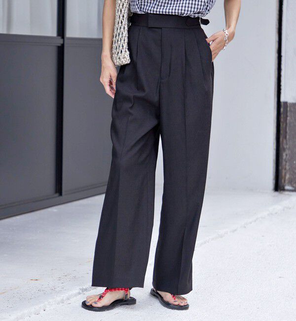 SHIPS for women「〈手洗い可能〉麻調 合繊 2タック ワイド パンツ 2」|その他|