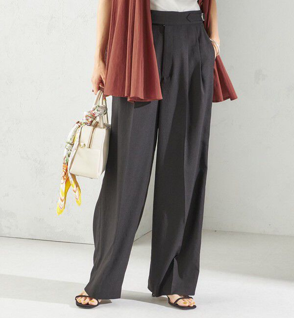 SHIPS for women「〈手洗い可能〉麻調 合繊 2タック ワイド パンツ 2」|その他|