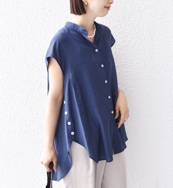 SHIPS for women「【WEB限定】〈手洗い可能〉サイド ボタン バック レイヤード ブラウス」|シャツ・ブラウス|
