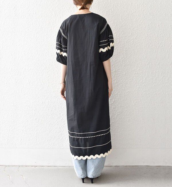 SHIPS any「bon_meur:〈洗濯機可能〉ジオメトリック エンブロイダリー パフ マキシ ワンピース」|ワンピース|