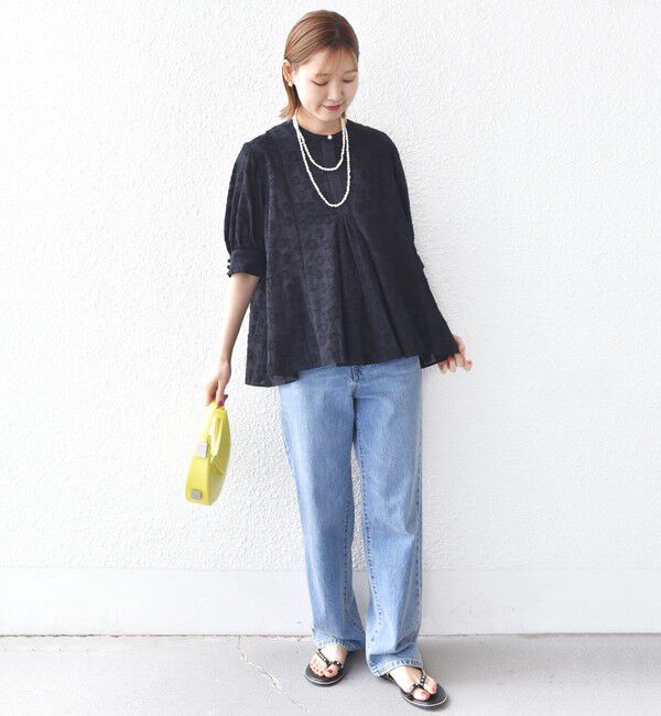 SHIPS for women「【WEB限定】〈手洗い可能〉コットン ジャカード フレア ブラウス」|シャツ・ブラウス|