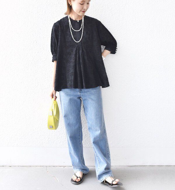 SHIPS for women「【WEB限定】〈手洗い可能〉コットン ジャカード フレア ブラウス」|シャツ・ブラウス|