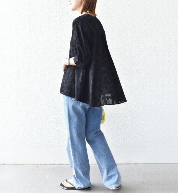 SHIPS for women「【WEB限定】〈手洗い可能〉コットン ジャカード フレア ブラウス」|シャツ・ブラウス|