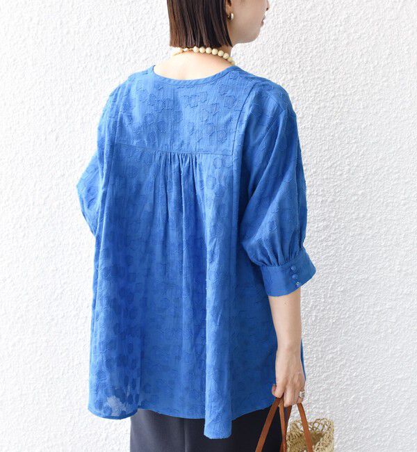 SHIPS for women「【WEB限定】〈手洗い可能〉コットン ジャカード フレア ブラウス」|シャツ・ブラウス|