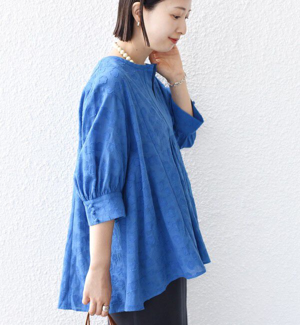 SHIPS for women「【WEB限定】〈手洗い可能〉コットン ジャカード フレア ブラウス」|シャツ・ブラウス|