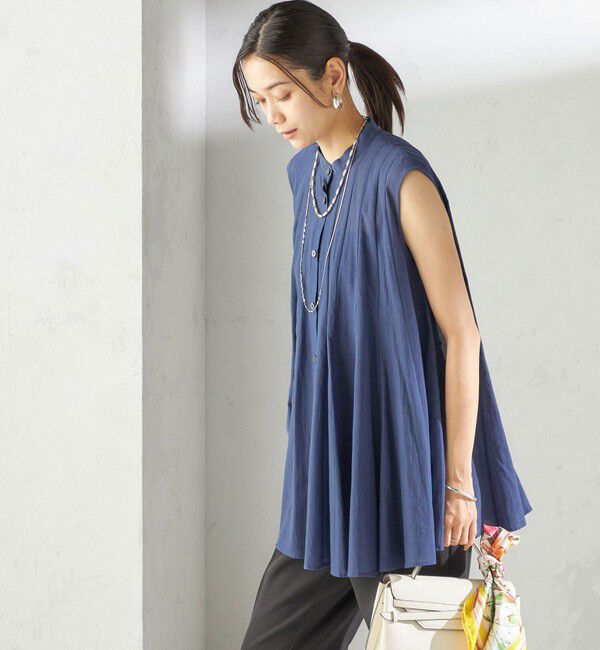 SHIPS for women「〈手洗い可能〉ボリューム フレア フレンチスリーブ ブラウス」|シャツ・ブラウス|ブルー