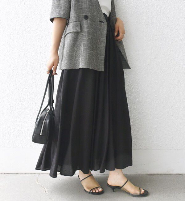 SHIPS for women「〈手洗い可能〉ウエスト ゴム ボリューム フレア ロング スカート」|スカート|