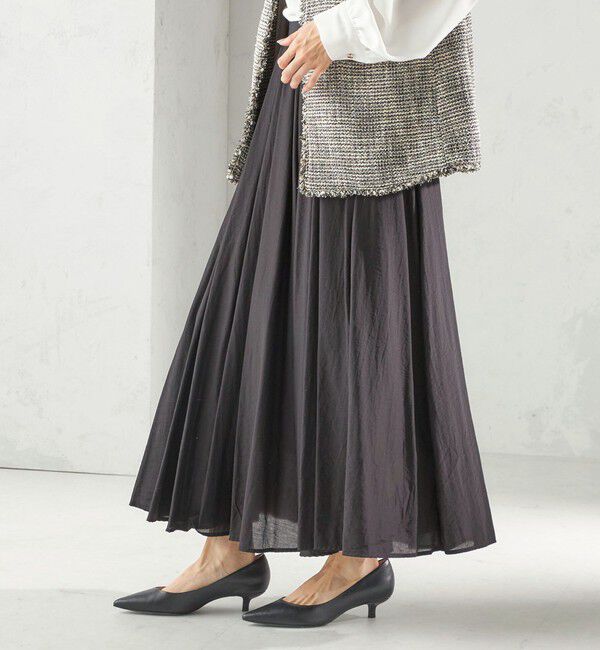 SHIPS for women「〈手洗い可能〉ウエスト ゴム ボリューム フレア ロング スカート」|スカート|