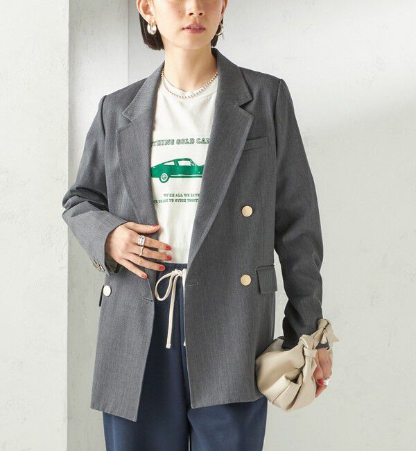 SHIPS for women「《一部追加予約》ウール ギャバジン ダブル ブレスト ジャケット」|テーラードジャケット|ダークグレー