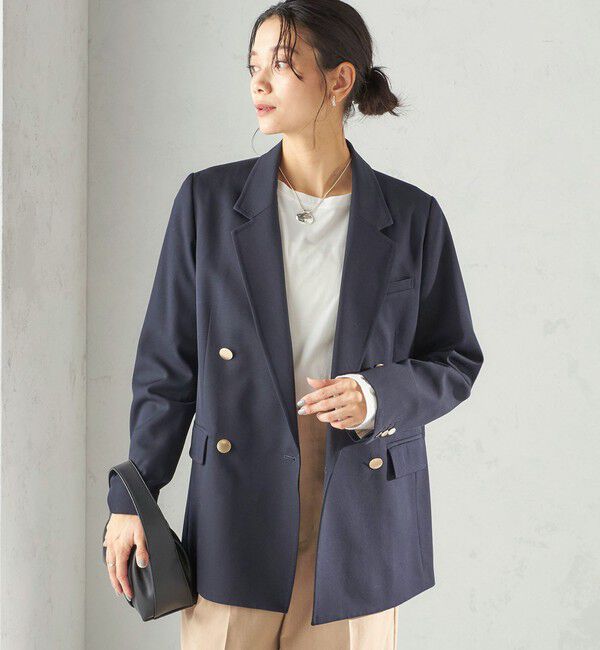 SHIPS for women「《一部追加予約》ウール ギャバジン ダブル ブレスト ジャケット」|テーラードジャケット|