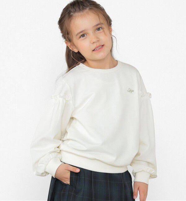SHIPS KIDS「SHIPS KIDS:100～130cm / フリルスリーブ スウェット」|スウェット・ジャージ|オフホワイト