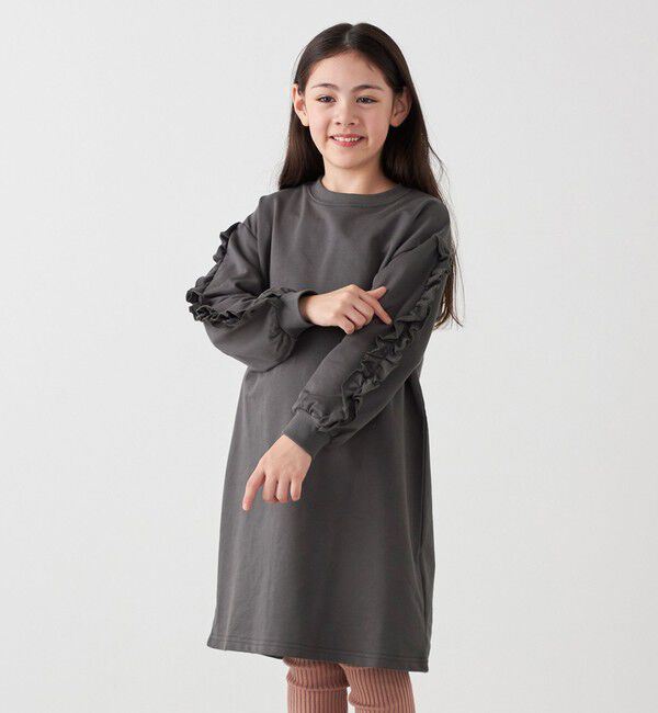 SHIPS any「SHIPS any:〈洗濯機可能〉デザイン フリル ワンピース <KIDS>」|ワンピース|ダークグレー