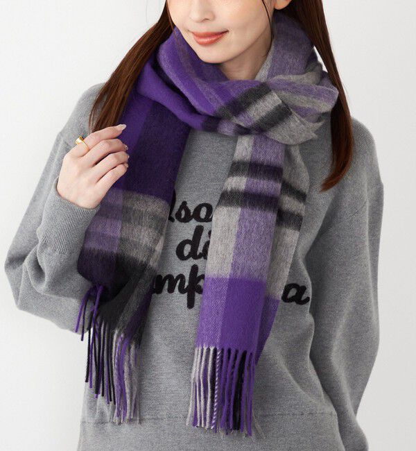 SHIPS Colors 「SHIPS Colors:〈手洗い可能〉ウール チェック ストール」|ストール|グレー