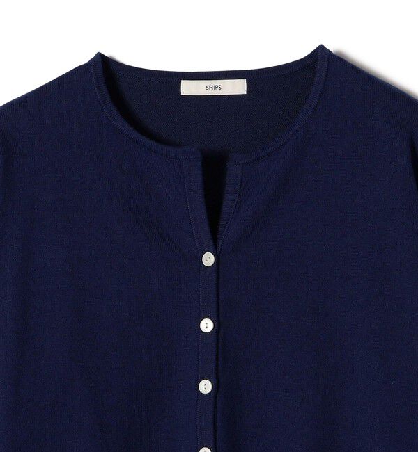 SHIPS for women「〈手洗い可能〉コットン カシミヤ混 スカラップヘム カーディガン」|カーディガン|