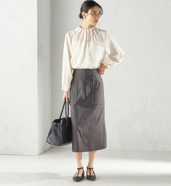 SHIPS for women「《予約》〈UVカット・吸水速乾・手洗い可能〉綿麻混 オックス ポケット タイト スカート」|スカート|