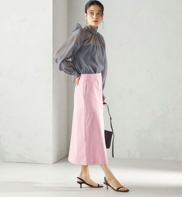 SHIPS for women「《予約》〈UVカット・吸水速乾・手洗い可能〉綿麻混 オックス ポケット タイト スカート」|スカート|