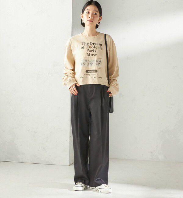 SHIPS for women「《予約》【SHIPS別注】Odub: フォト プリント クロップド ロングスリーブ TEE」|Tシャツ・カットソー|