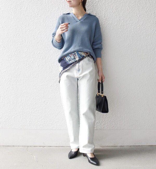 SHIPS any「《予約》SHIPS any:〈手洗い可能〉 片畦編み ポロカラー スキッパー ニット プルオーバー」|ニット・セーター|