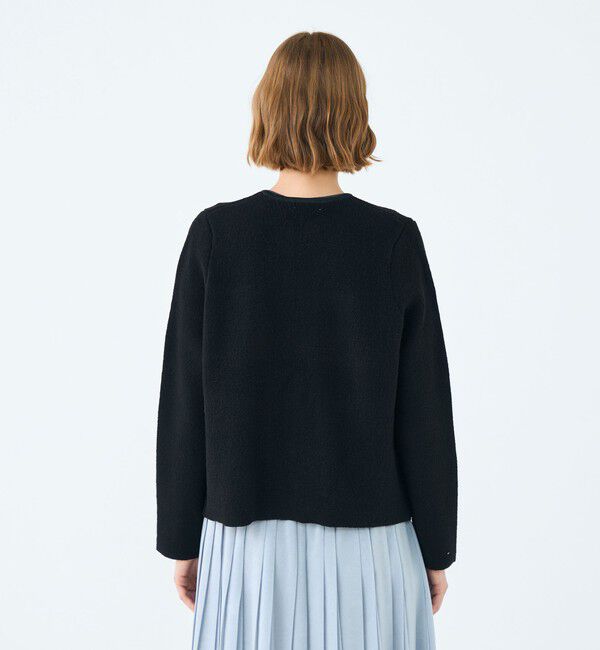 【Ballsey】ウールナイロンブークレー フロントオープンカーディガン S TOMORROWLAND｜ウールナイロンブークレー フロントオープン