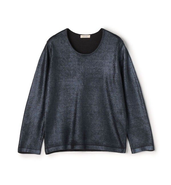 DES PRES「シルクホイルプリント クルーネックプルオーバー」|ニット・セーター|65 ブルー