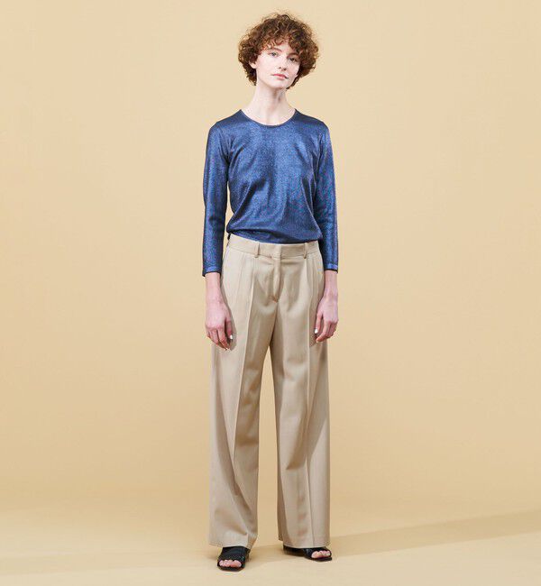 DES PRES「シルクホイルプリント クルーネックプルオーバー」|ニット・セーター|