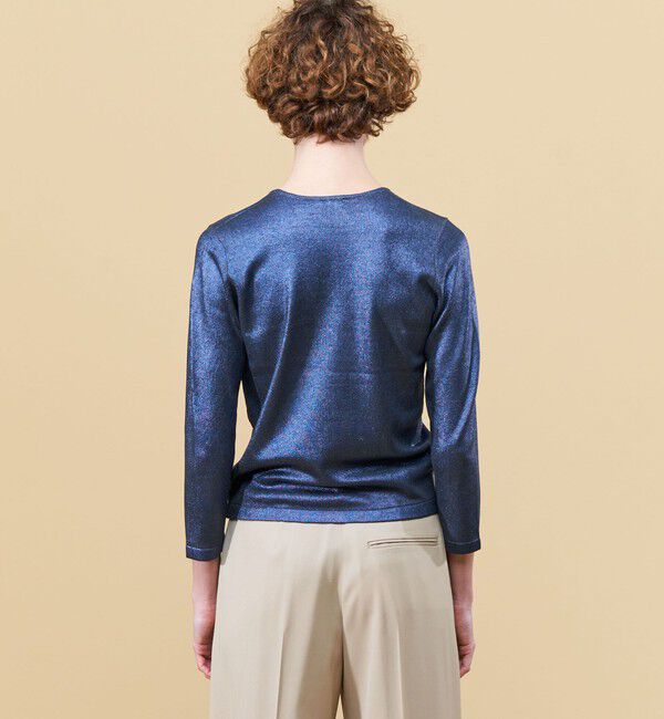 DES PRES「シルクホイルプリント クルーネックプルオーバー」|ニット・セーター|