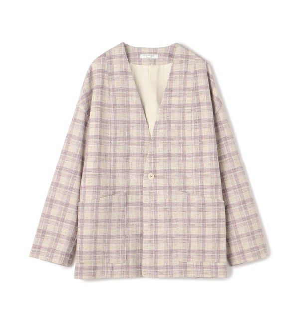 MACPHEE「ツイードチェック ノーカラージャケット」|ノーカラージャケット|72 ライトパープル系