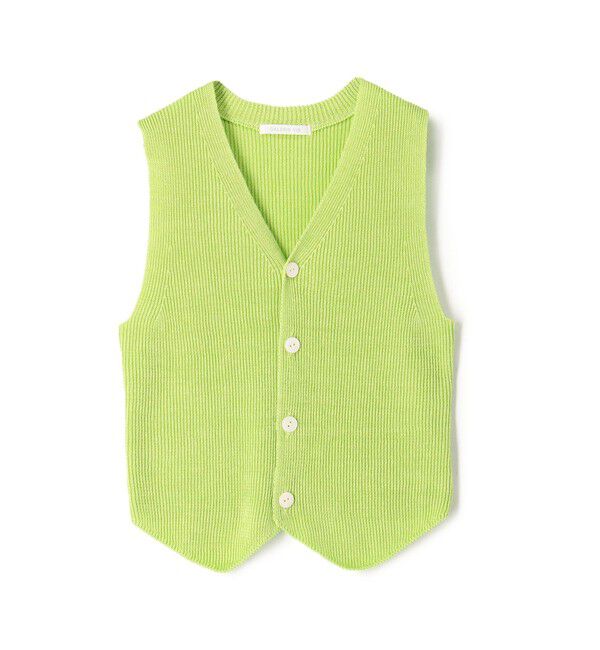 GALERIE VIE「リネンフルカーディガン Vネックベスト」|ニット・セーター|53 グリーン